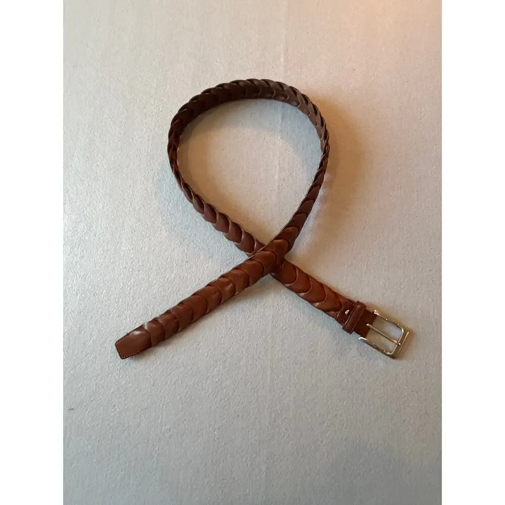 Tommy Bahama Genuine Spanish Leather Woven Braided Belt Brown Men’s Size 38/40